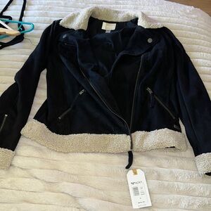 Roxy suede size small, zip up jacket
